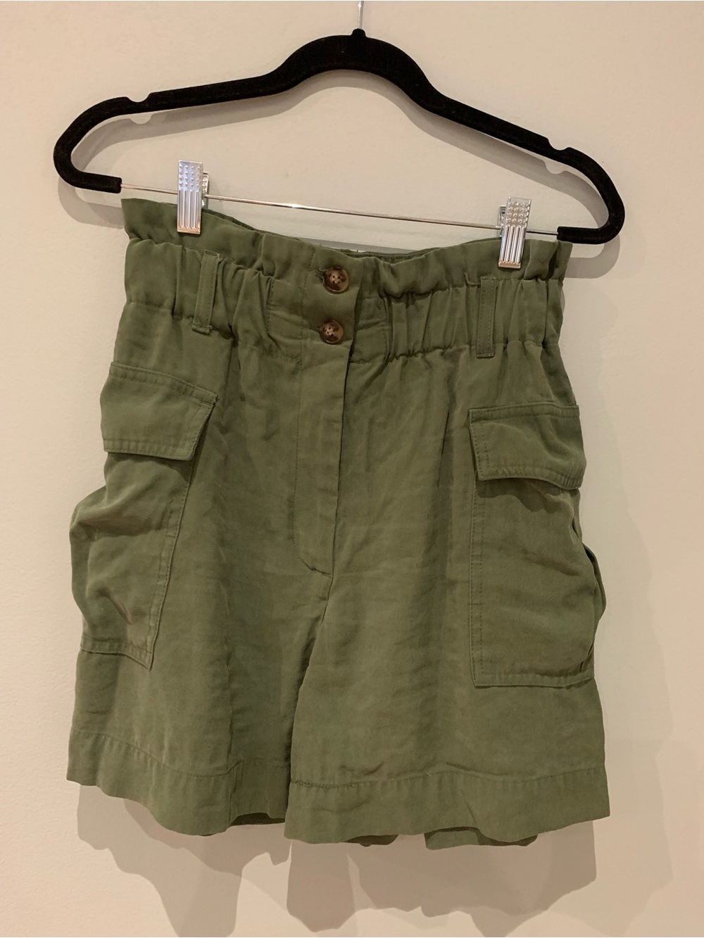 H&M Olive Green Paperbag Waist Cargo Shorts
